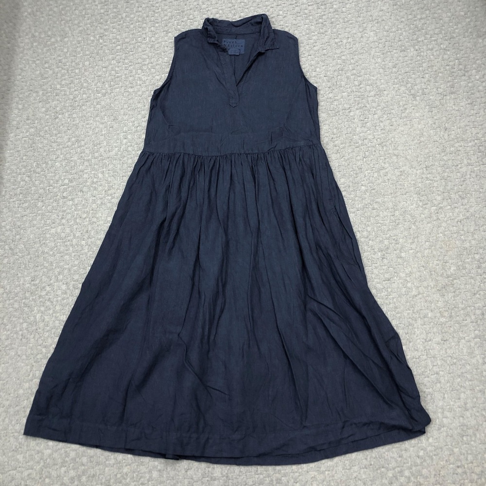 Frank & Eileen Dress Womens XL Blue Collared Daphne Sleeveless Fit Flare Midi